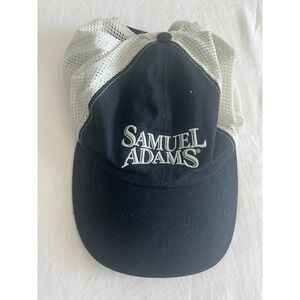 Samuel Adams Boston Lager Beer Strap Back Hat Cap Men Blue White Mesh Adjustable